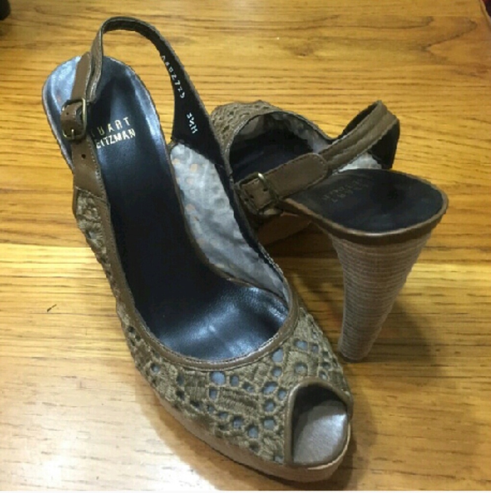 NEW* STUART WEITZMAN Lace Peep Toe Pumps